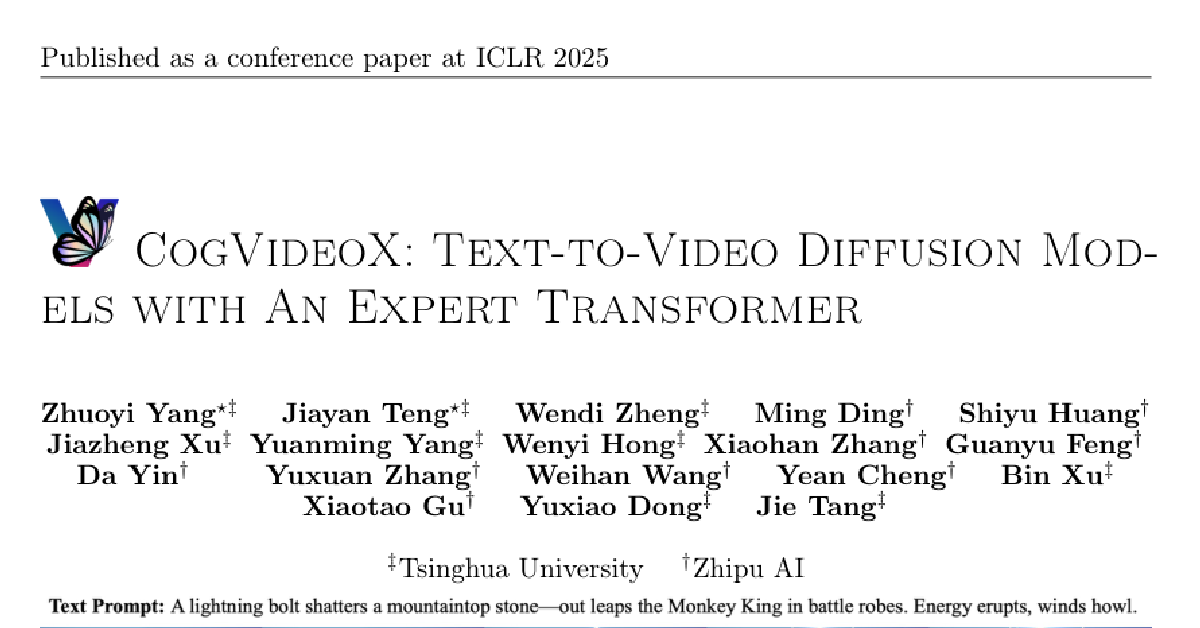 CogVideoX: Text-to-Video Diffusion Models with An Expert Transformer cover