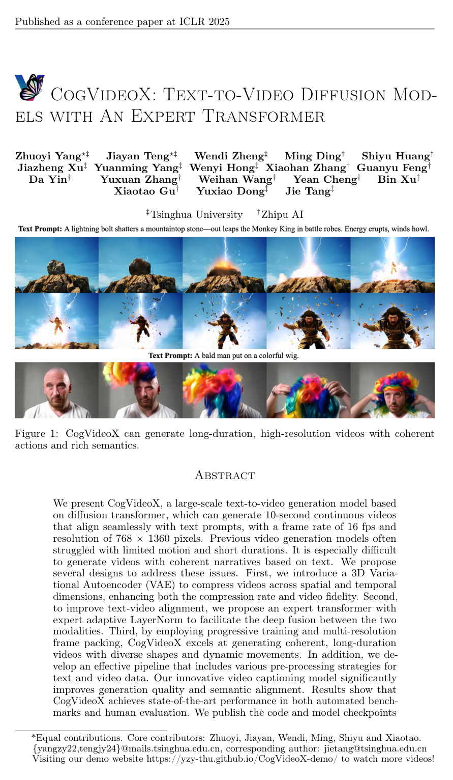 CogVideoX: Text-to-Video Diffusion Models with An Expert Transformer