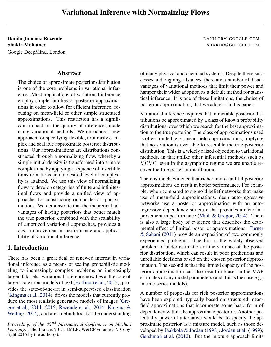 Variational Inference with Normalizing Flows