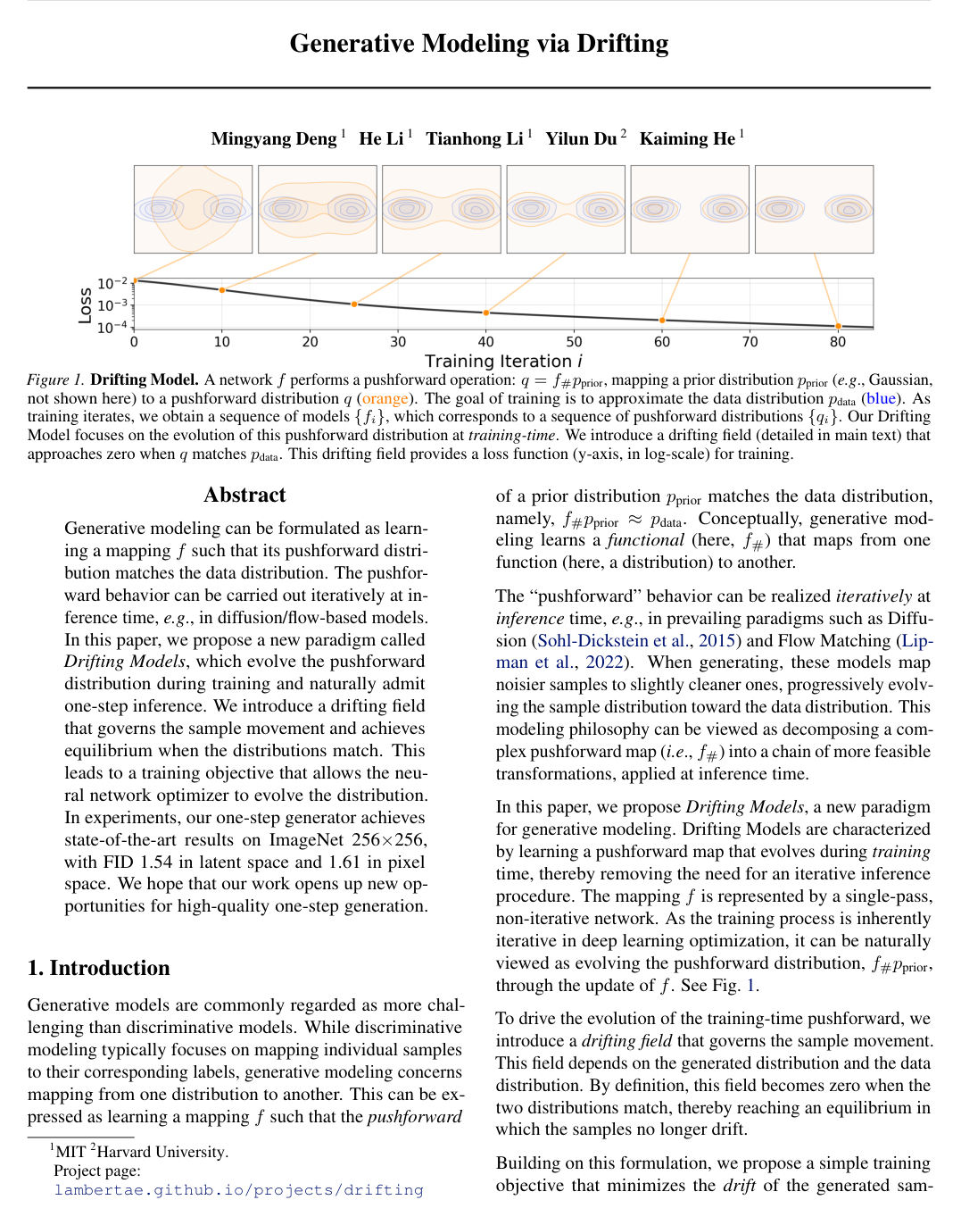 Generative Modeling via Drifting
