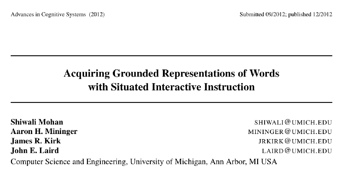 Acquiring Grounded Representations of Words with Situated Interactive Instruction cover