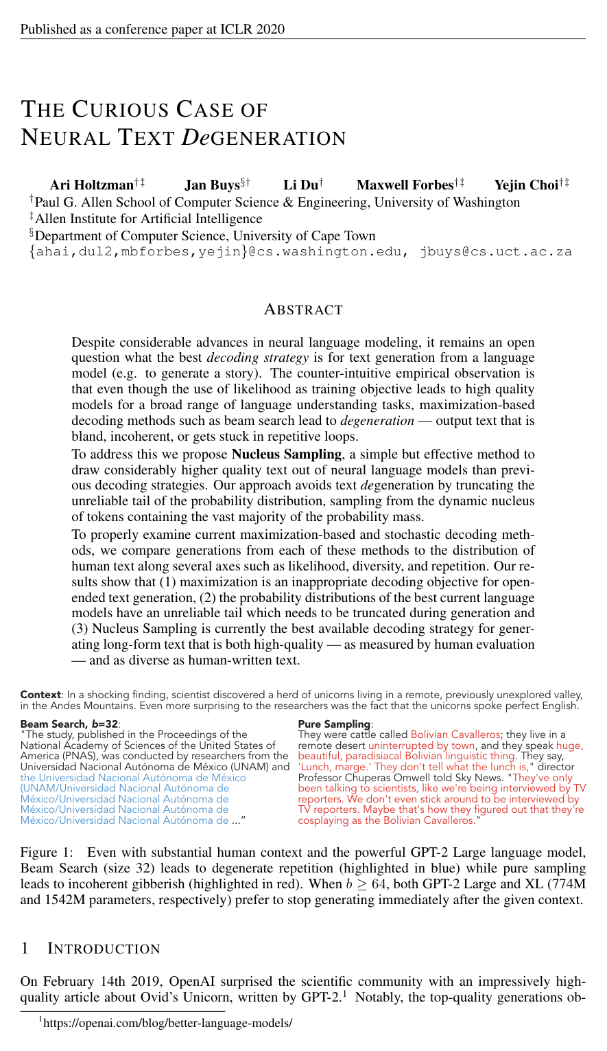The Curious Case of Neural Text Degeneration