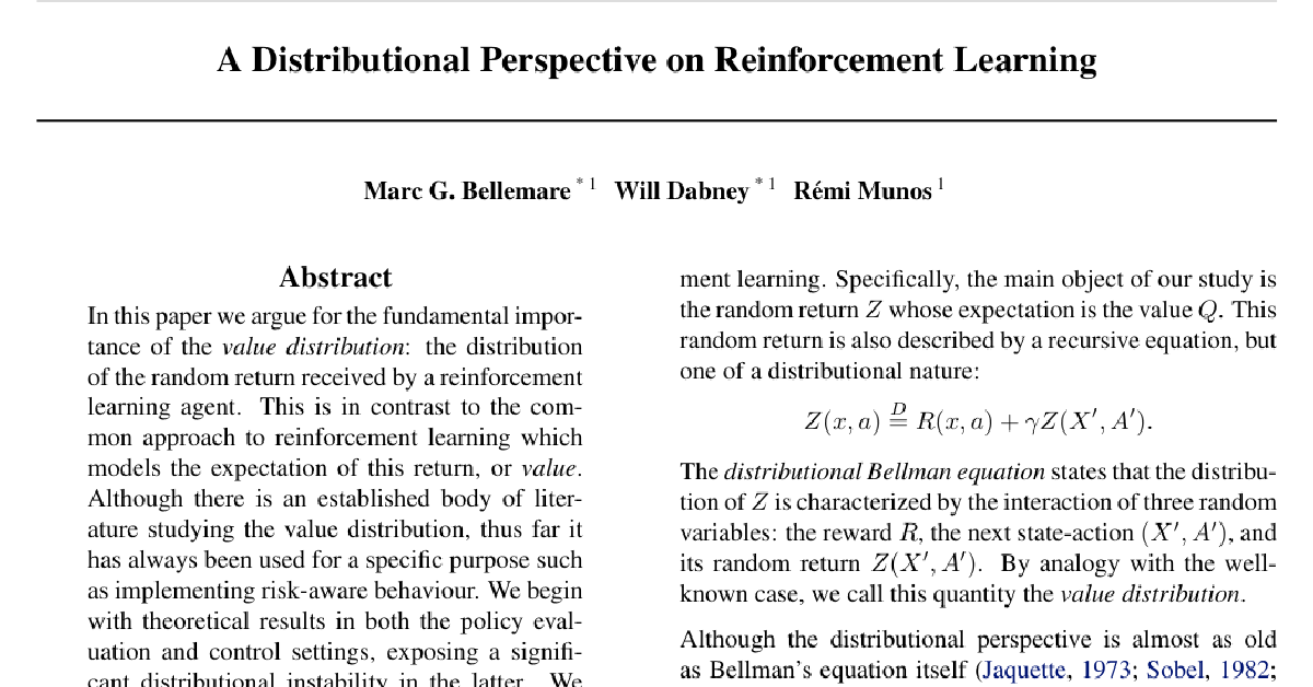 A Distributional Perspective on Reinforcement Learning cover