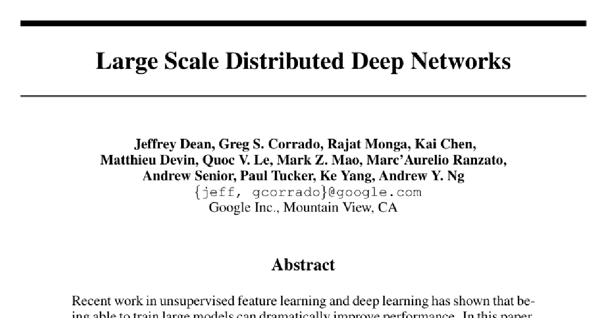 Large Scale Distributed Deep Networks cover