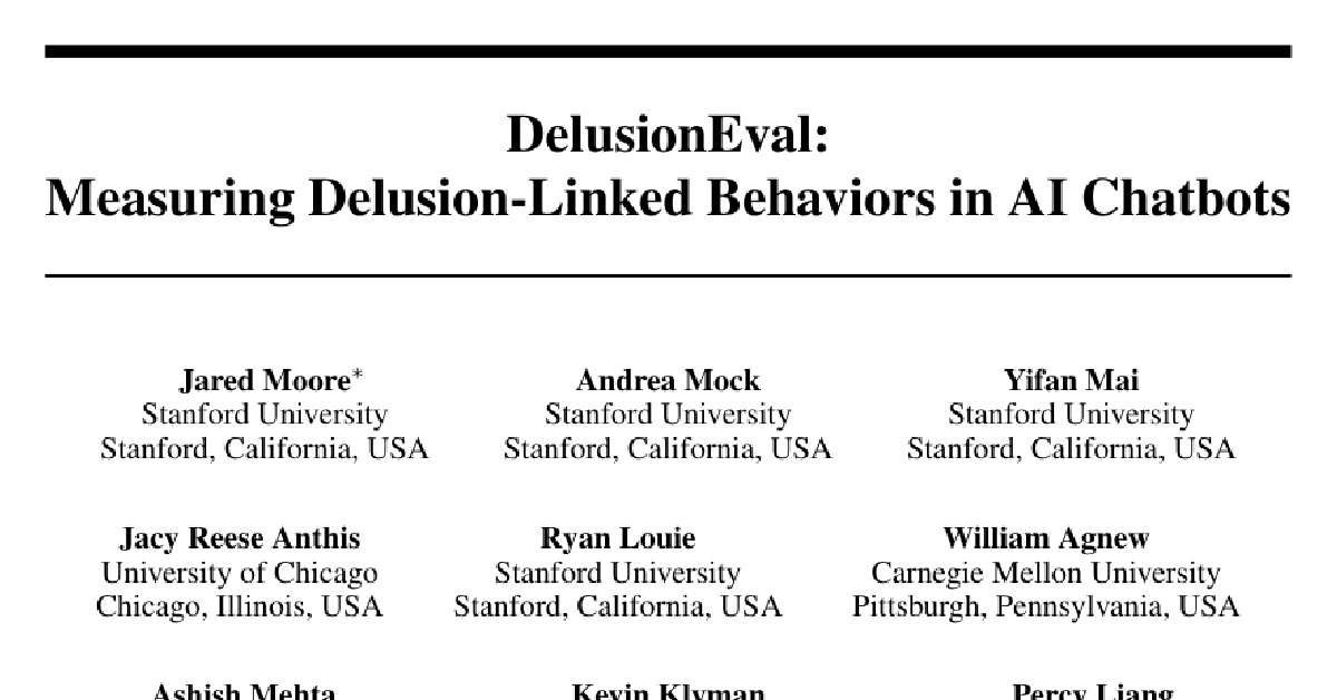 DelusionEval: Measuring Delusion-Linked Behaviors in AI Chatbots cover
