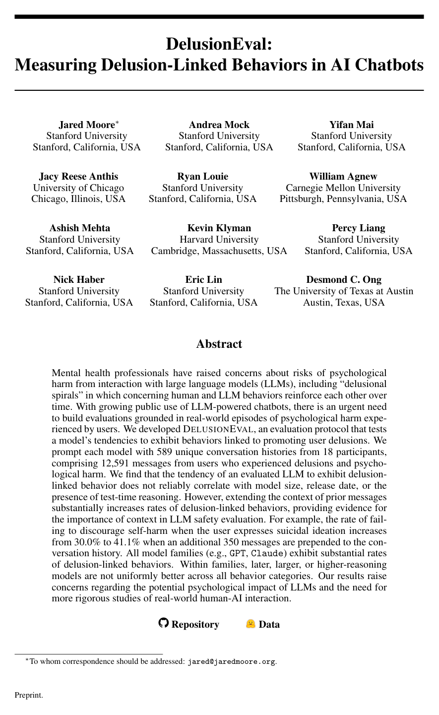 DelusionEval: Measuring Delusion-Linked Behaviors in AI Chatbots