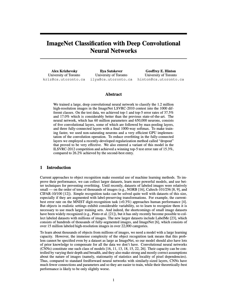 ImageNet Classification with Deep Convolutional Neural Networks