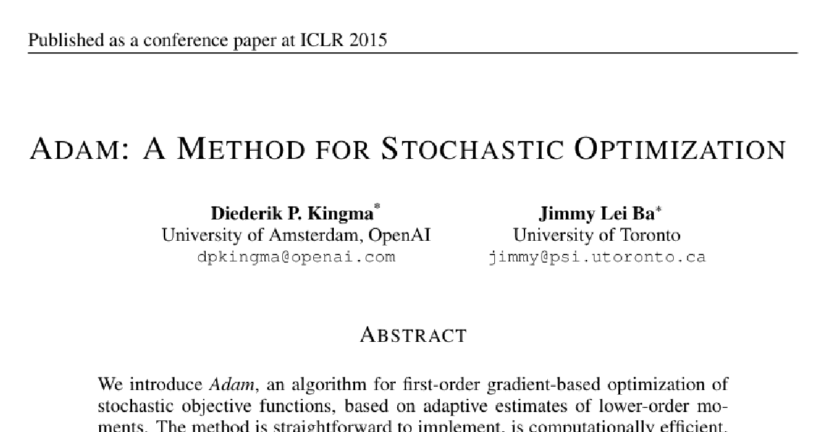 Adam: A Method for Stochastic Optimization cover