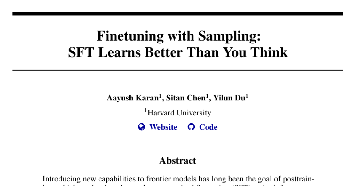 Finetuning with Sampling: SFT Learns Better Than You Think cover