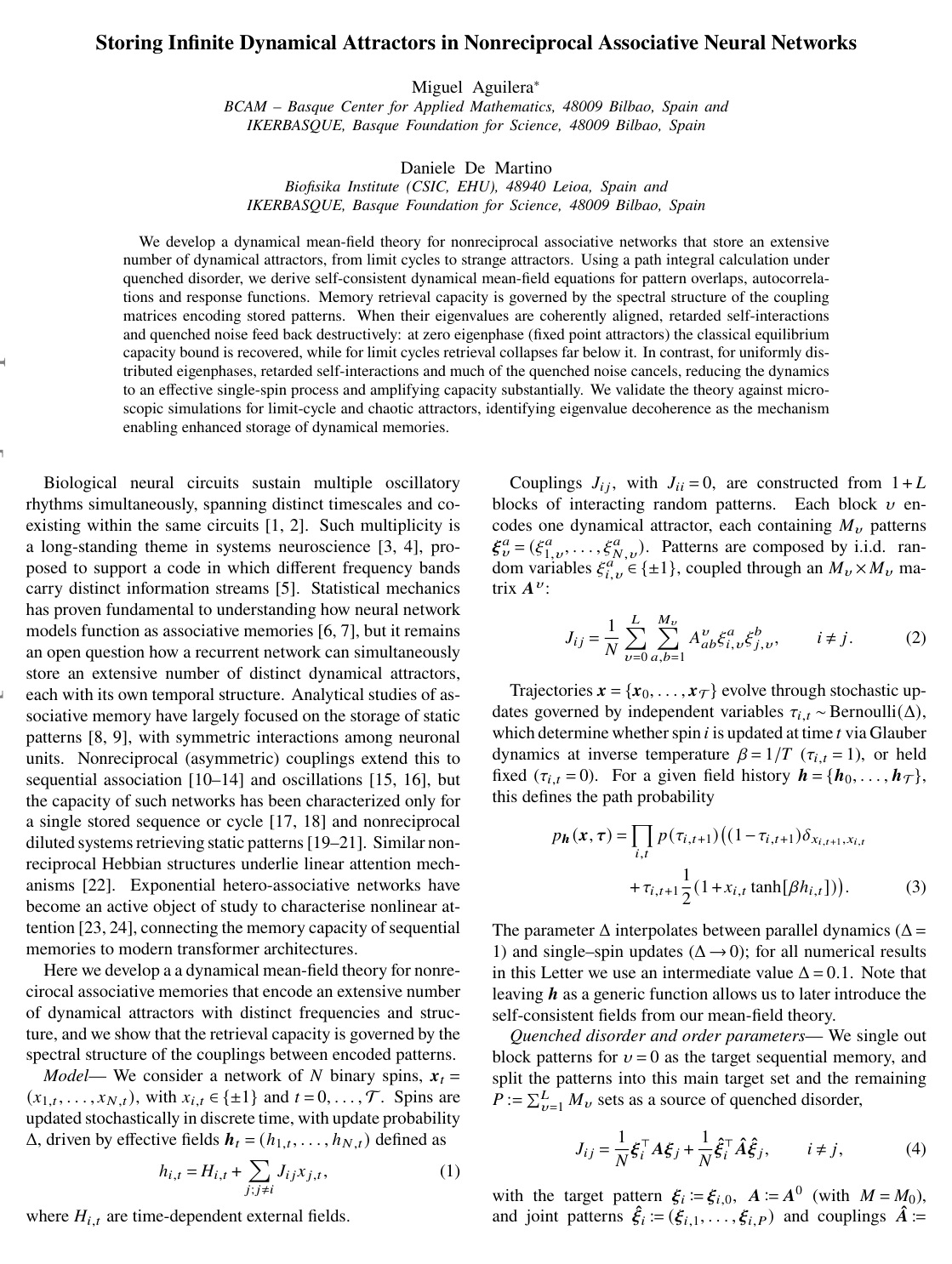 Storing Infinite Dynamical Attractors in Nonreciprocal Associative Neural Networks