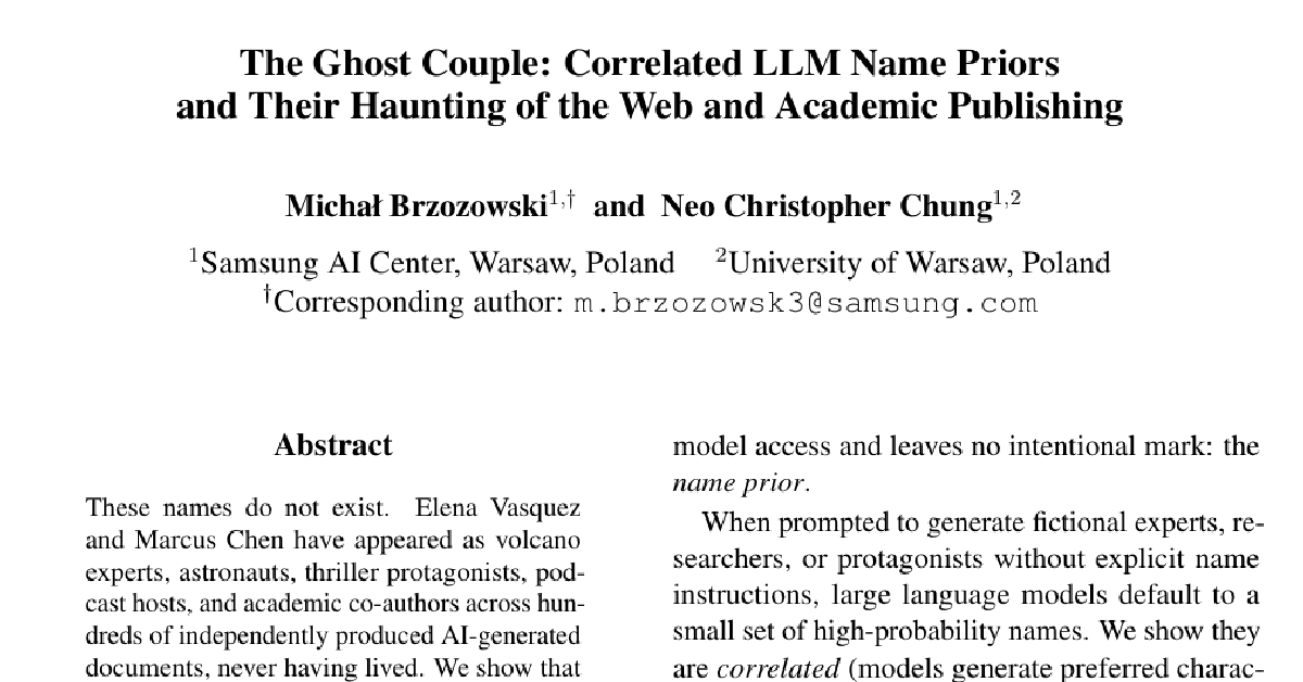 The Ghost Couple: Correlated LLM Name Priors and Their Haunting of the Web and Academic Publishing cover
