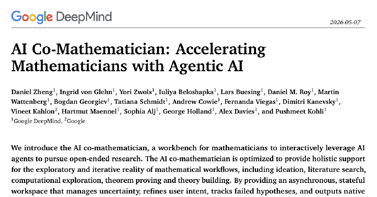 AI Co-Mathematician: Accelerating Mathematicians with Agentic AI cover