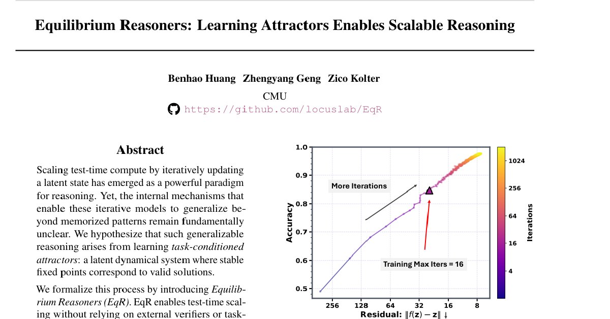 Equilibrium Reasoners: Learning Attractors Enables Scalable Reasoning cover