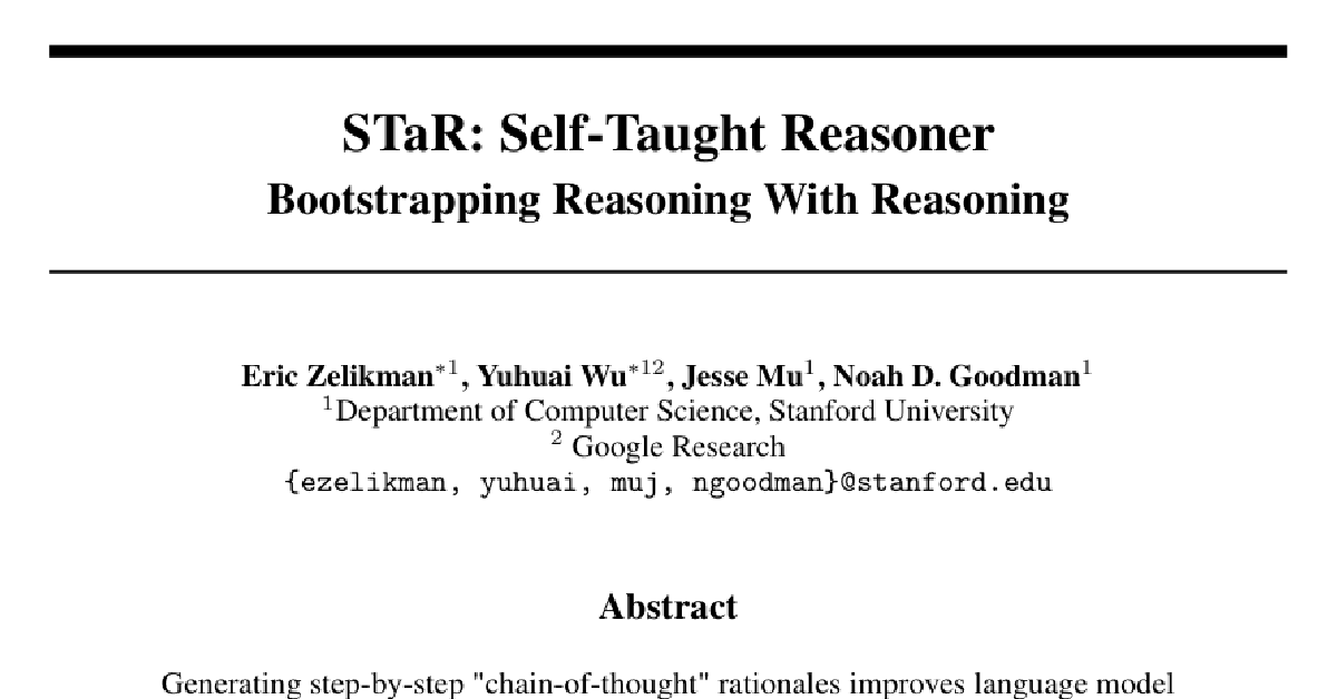STaR: Bootstrapping Reasoning With Reasoning cover