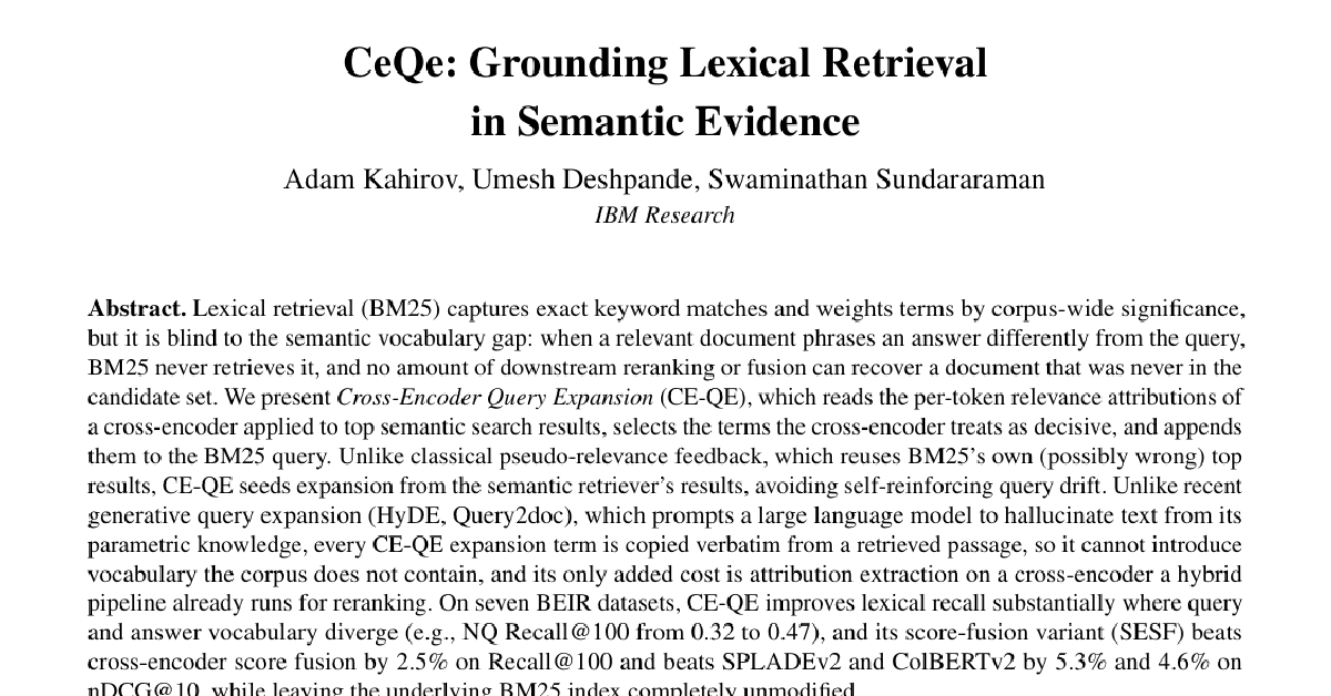 CeQe: Grounding Lexical Retrieval in Semantic Evidence cover