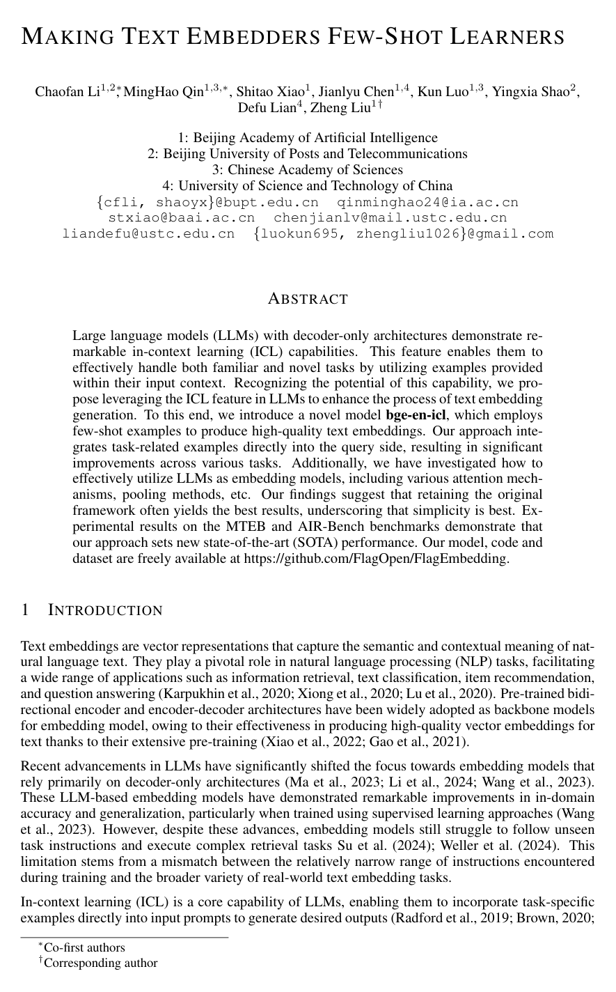 Making Text Embedders Few-Shot Learners