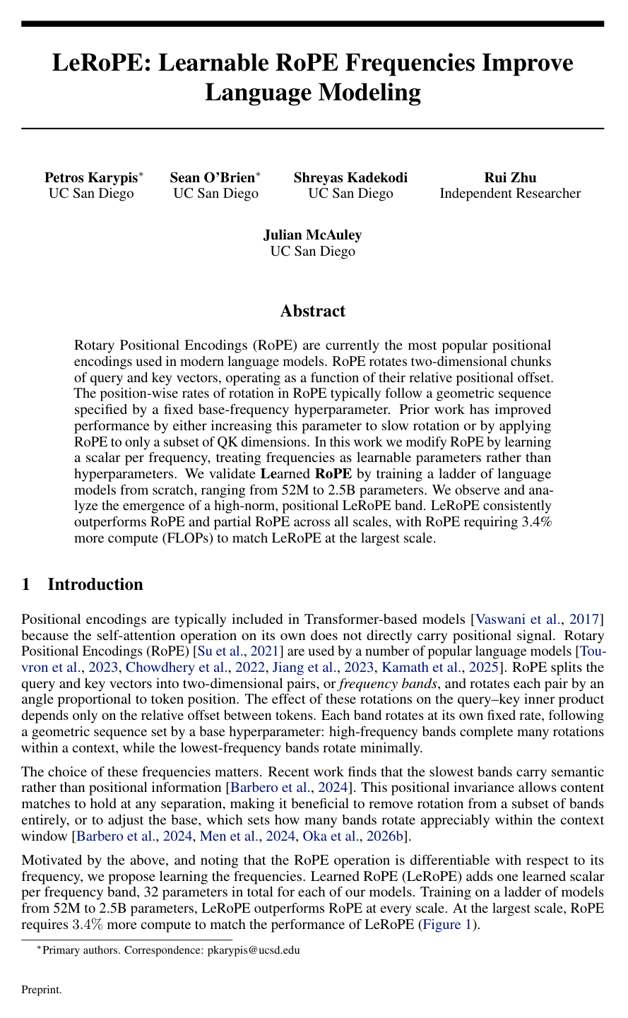 LeRoPE: Learnable RoPE Frequencies Improve Language Modeling