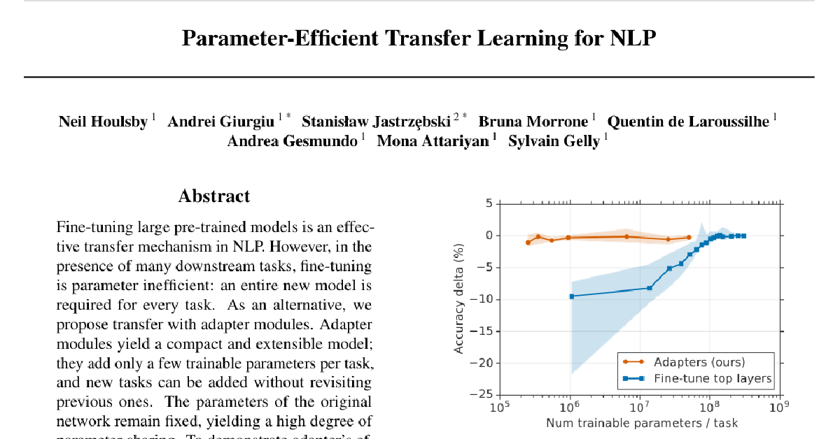 Parameter-Efficient Transfer Learning for NLP cover