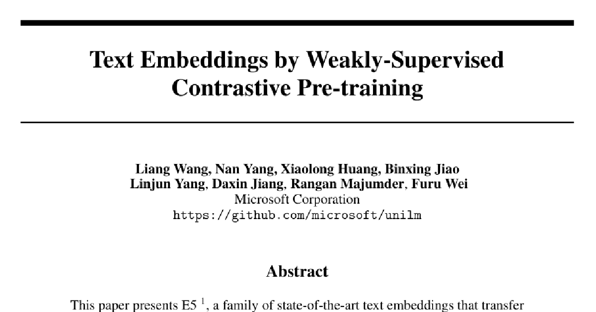Text Embeddings by Weakly-Supervised Contrastive Pre-training cover