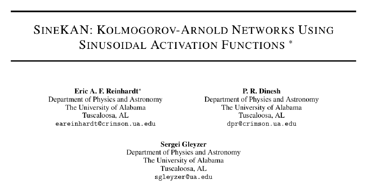 SineKAN: Kolmogorov-Arnold Networks Using Sinusoidal Activation Functions cover