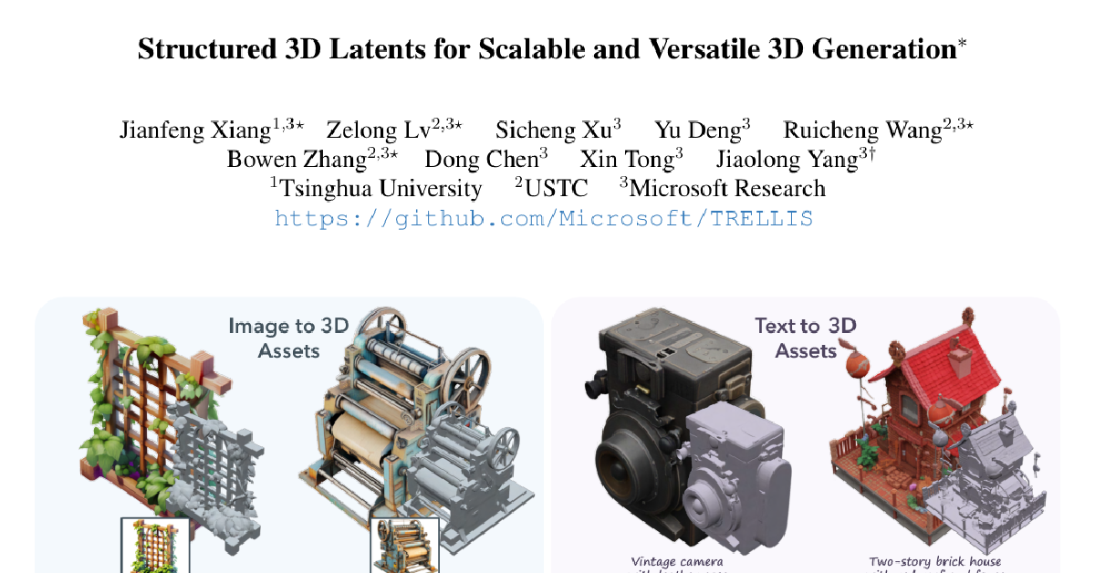 Structured 3D Latents for Scalable and Versatile 3D Generation cover