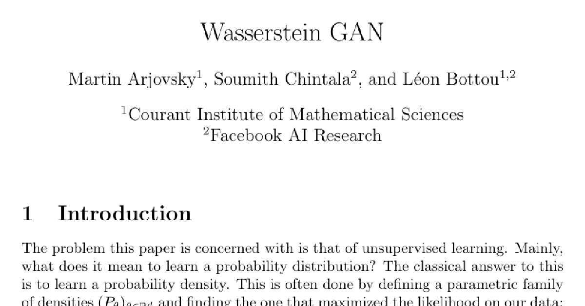Wasserstein GAN cover