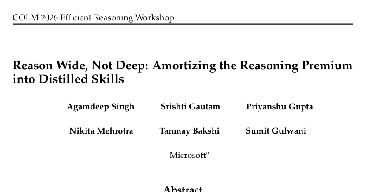 Reason Wide, Not Deep: Amortizing the Reasoning Premium into Distilled Skills cover