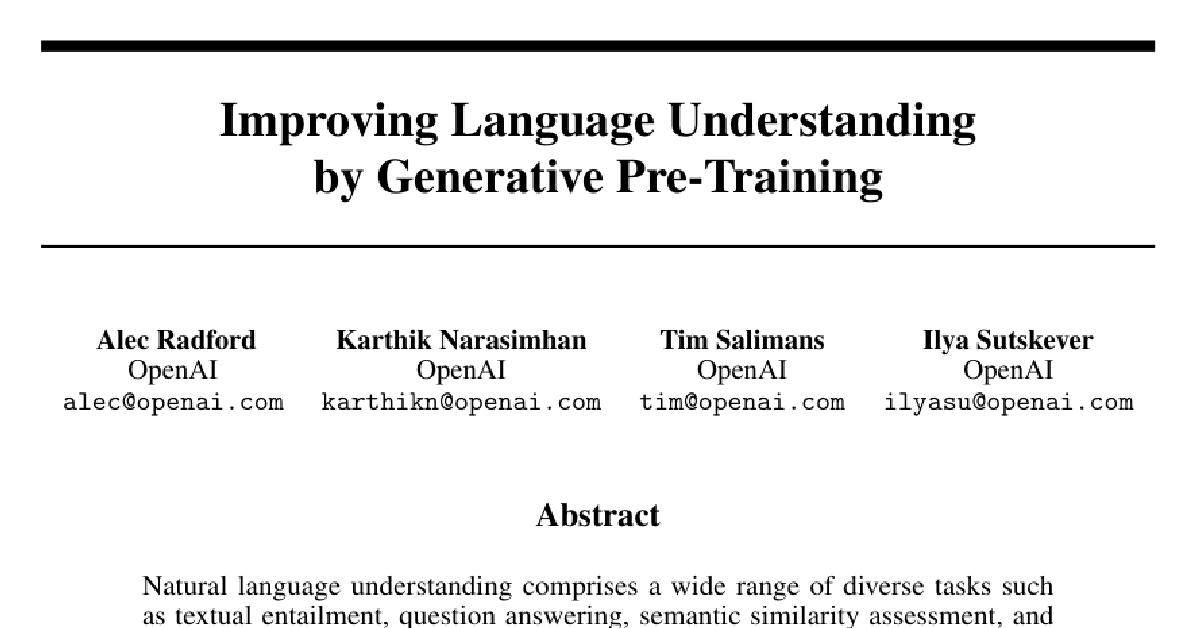 Improving Language Understanding by Generative Pre-Training cover