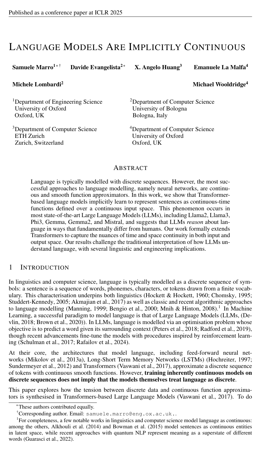 Language Models Are Implicitly Continuous