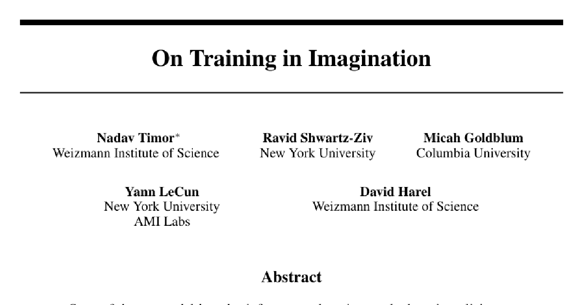 On Training in Imagination cover