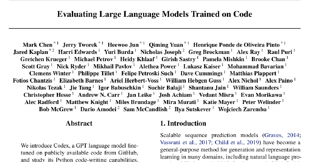 Evaluating Large Language Models Trained on Code cover