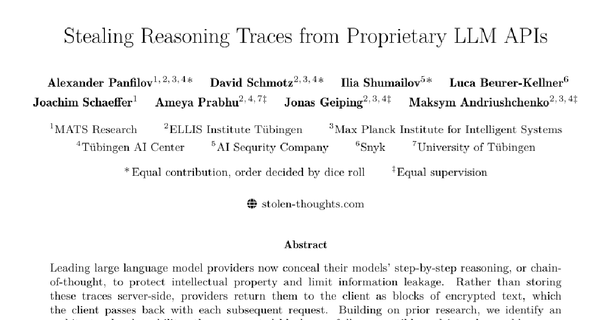 Stealing Reasoning Traces from Proprietary LLM APIs cover