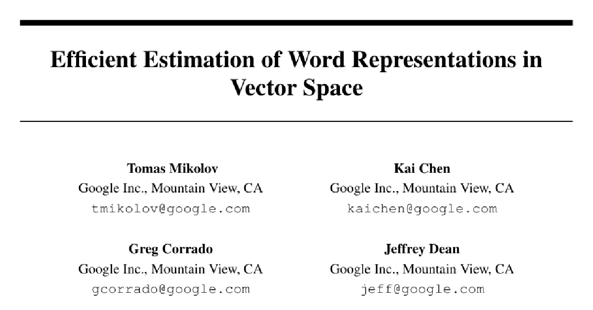 Efficient Estimation of Word Representations in Vector Space cover