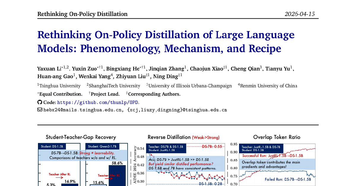 Rethinking On-Policy Distillation of Large Language Models: Phenomenology, Mechanism, and Recipe cover