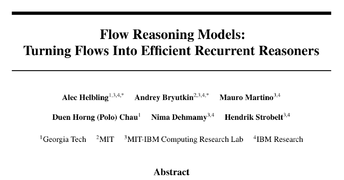 Flow Reasoning Models: Turning Flows Into Efficient Recurrent Reasoners cover