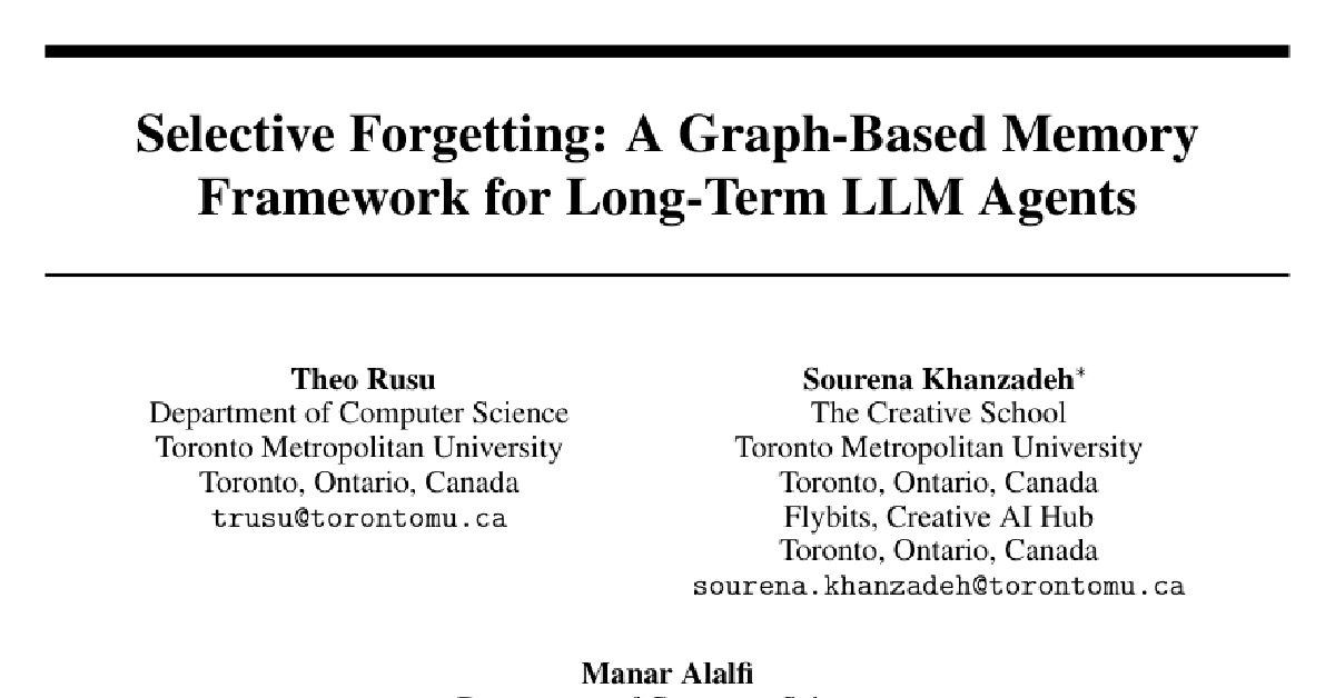 Selective Forgetting: A Graph-Based Memory Framework for Long-Term LLM Agents cover