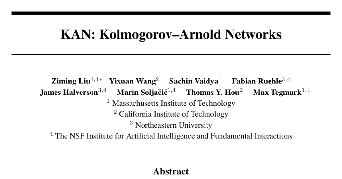 KAN: Kolmogorov-Arnold Networks cover