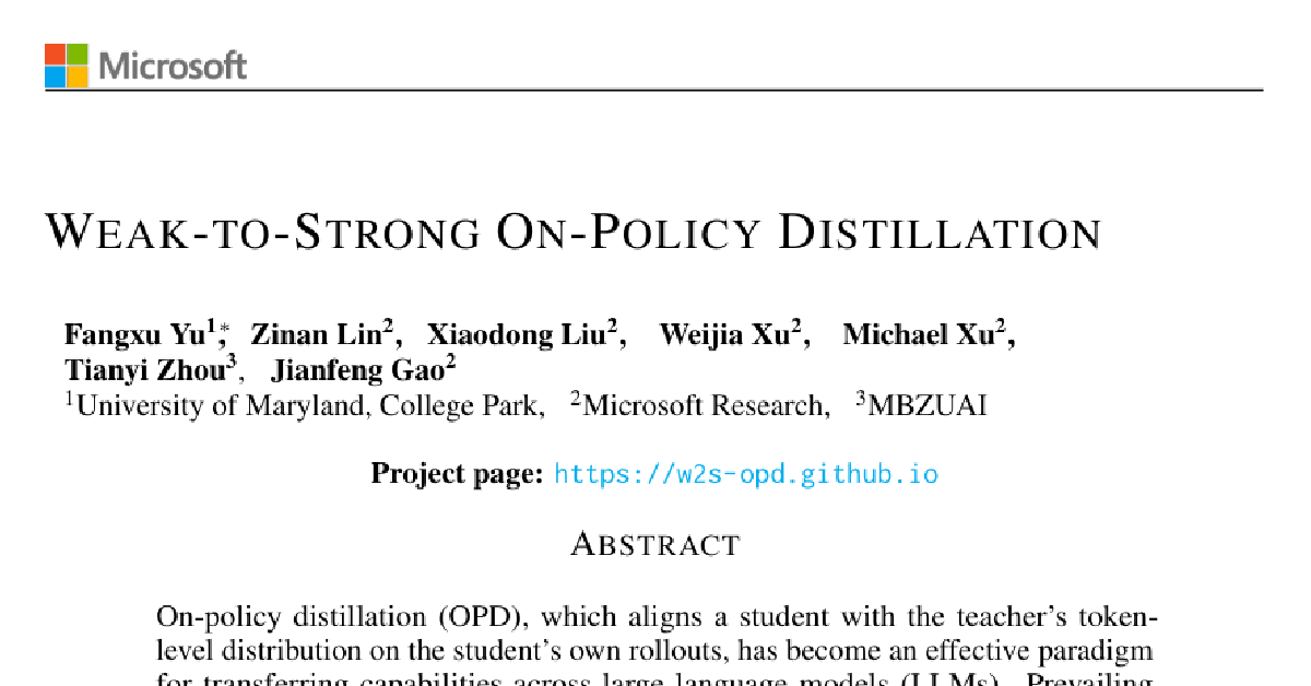 Weak-to-Strong On-Policy Distillation cover