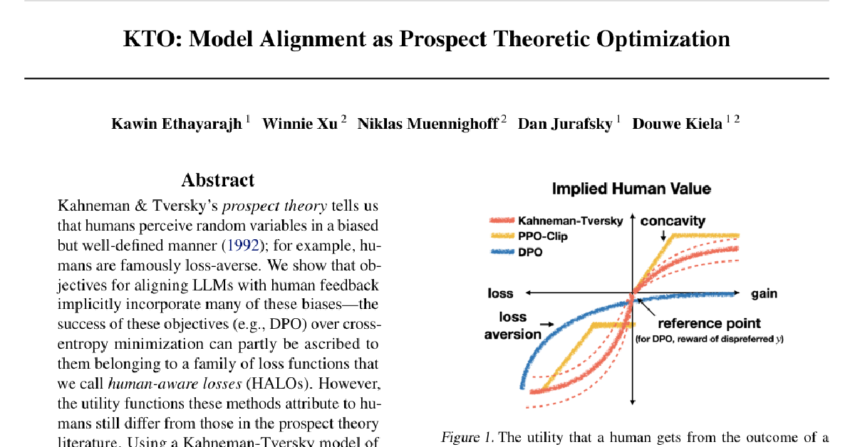 KTO: Model Alignment as Prospect Theoretic Optimization cover
