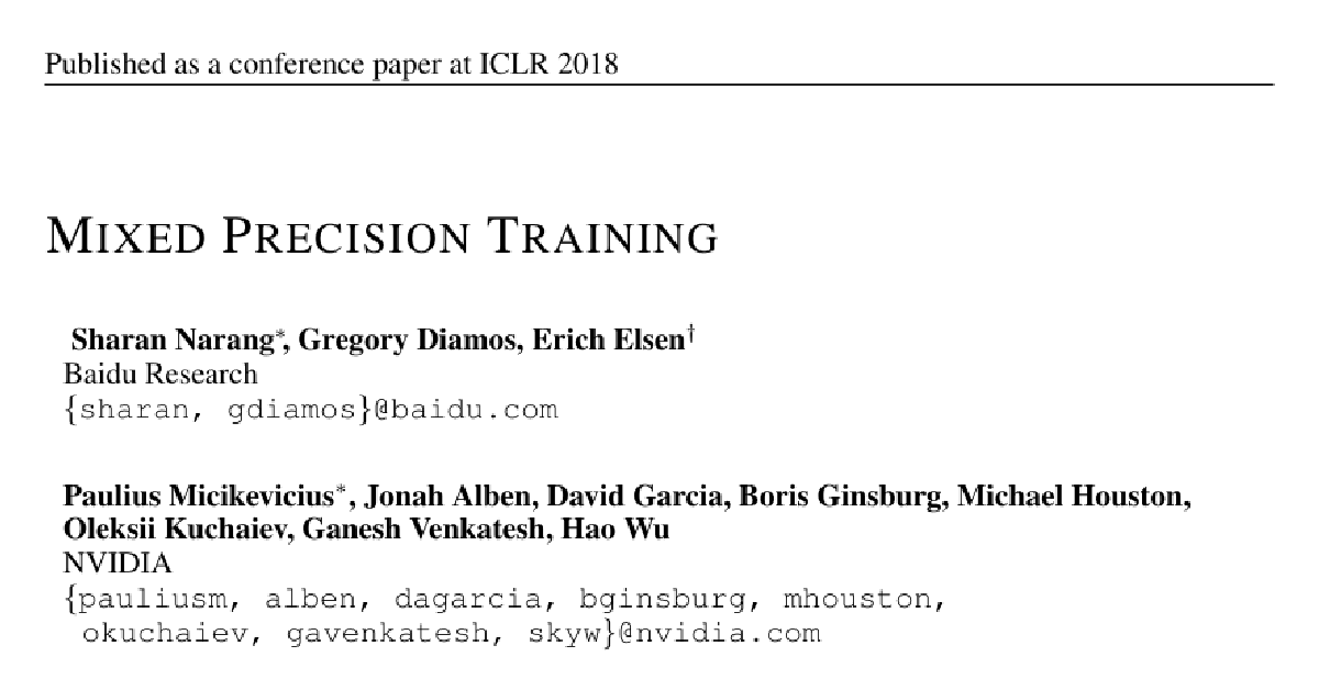 Mixed Precision Training cover