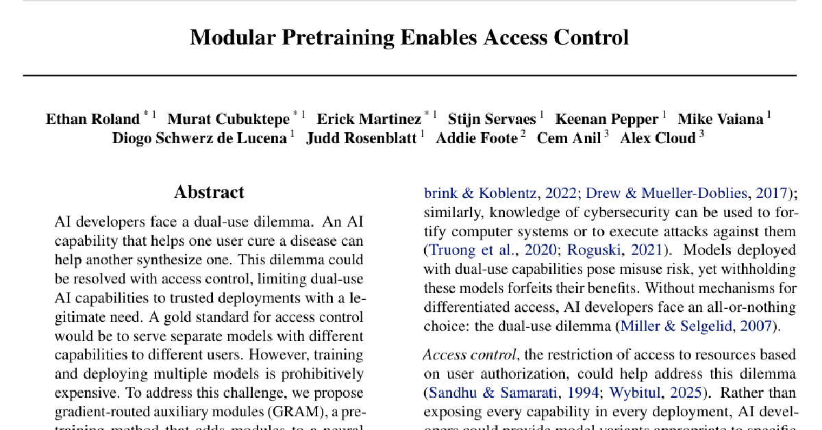 Modular Pretraining Enables Access Control cover