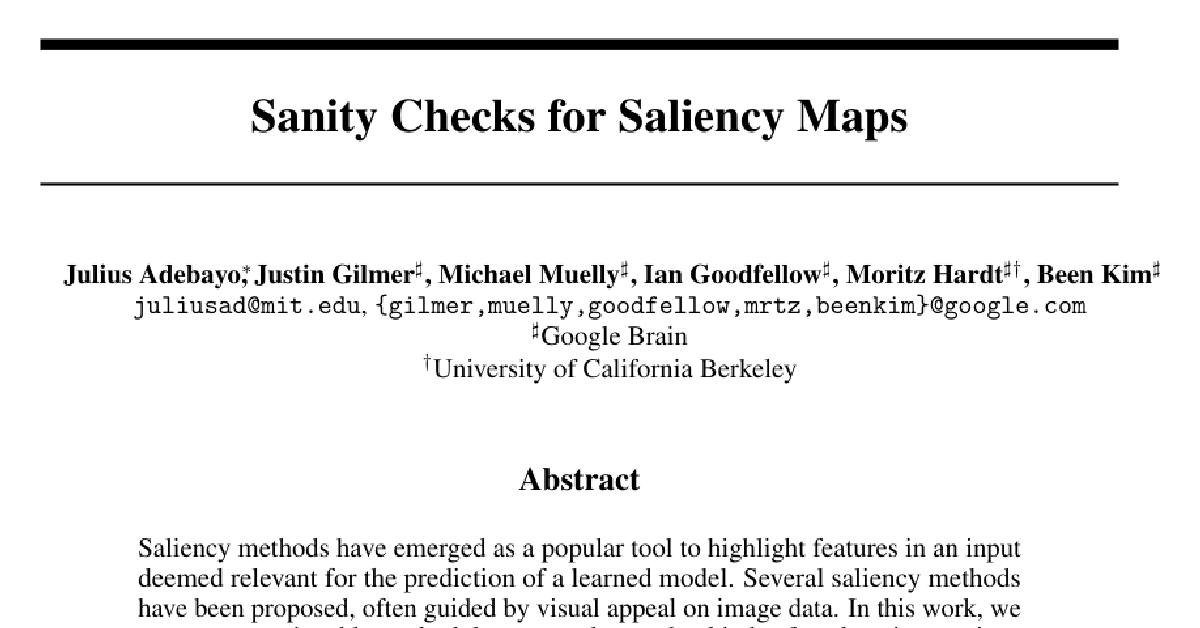 Sanity Checks for Saliency Maps cover