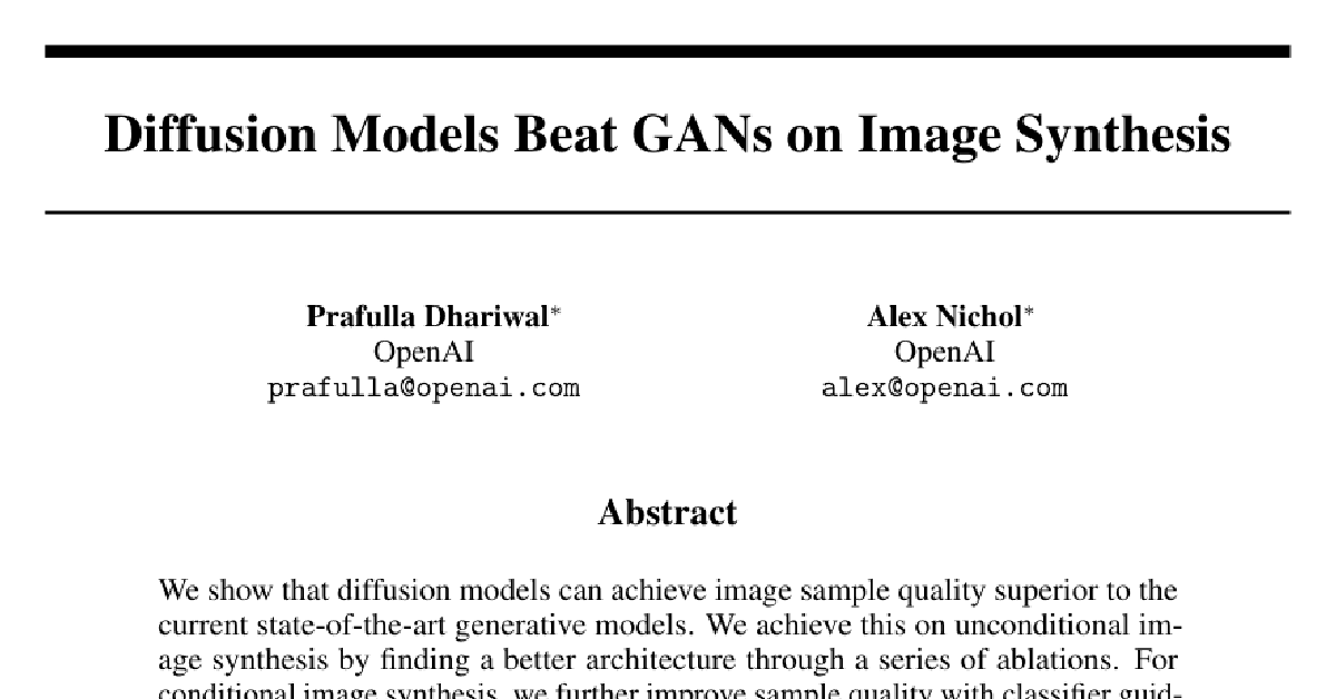 Diffusion Models Beat GANs on Image Synthesis cover