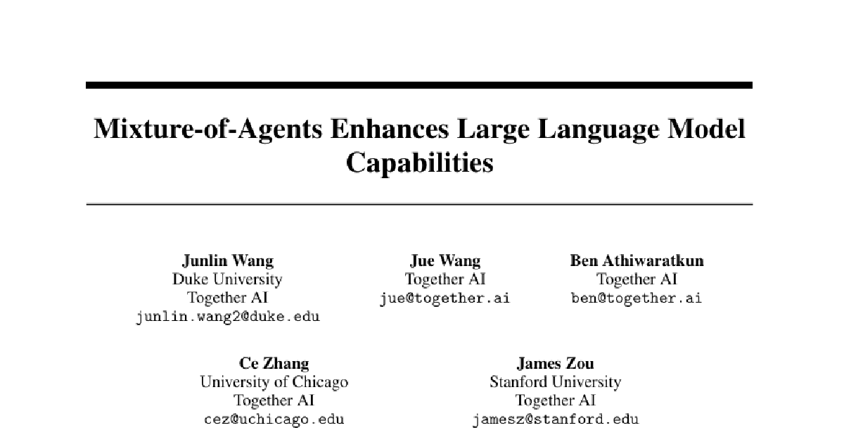 Mixture-of-Agents Enhances Large Language Model Capabilities cover