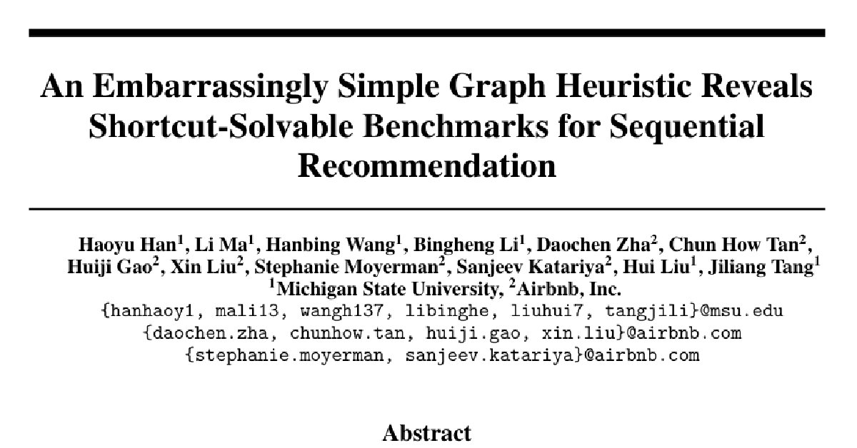 An Embarrassingly Simple Graph Heuristic Reveals Shortcut-Solvable Benchmarks for Sequential Recommendation cover