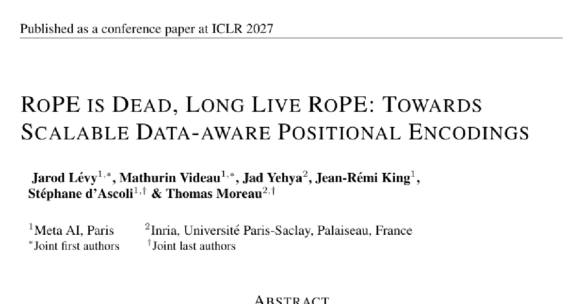 RoPE is Dead, Long Live RoPE: Towards Scalable Data-aware Positional Encodings cover