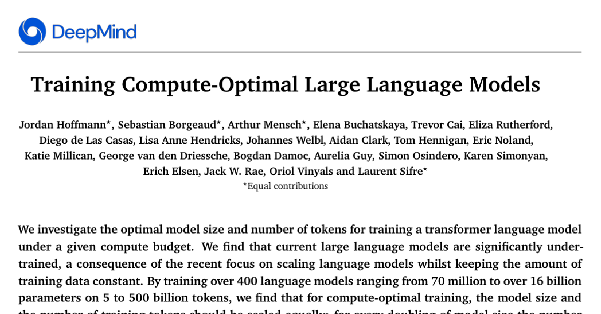 Training Compute-Optimal Large Language Models cover