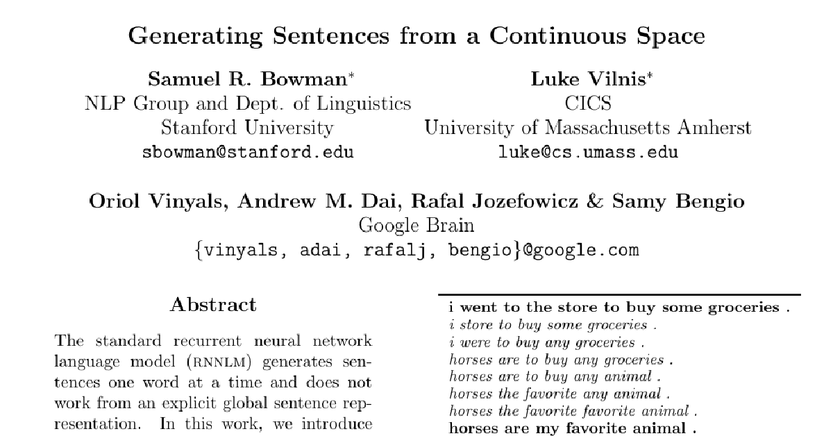 Generating Sentences from a Continuous Space cover