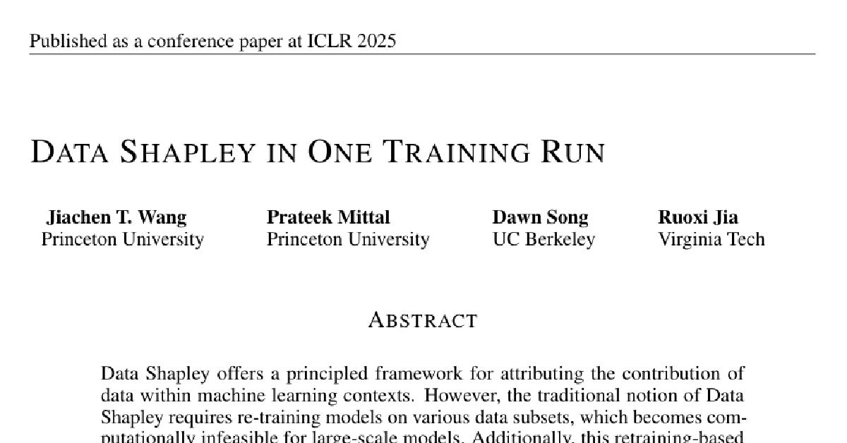Data Shapley in One Training Run cover