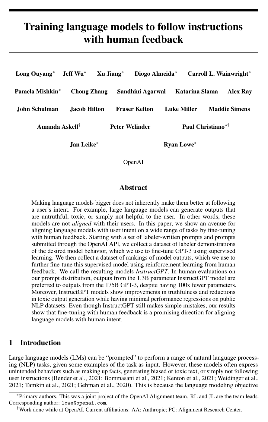 Training language models to follow instructions with human feedback ...